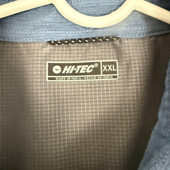 Hi-Tec Shirt Men's 2XL Blue Short Sleeve Button Front Mesh Lined Chest Pockets - Picture 8 of 11